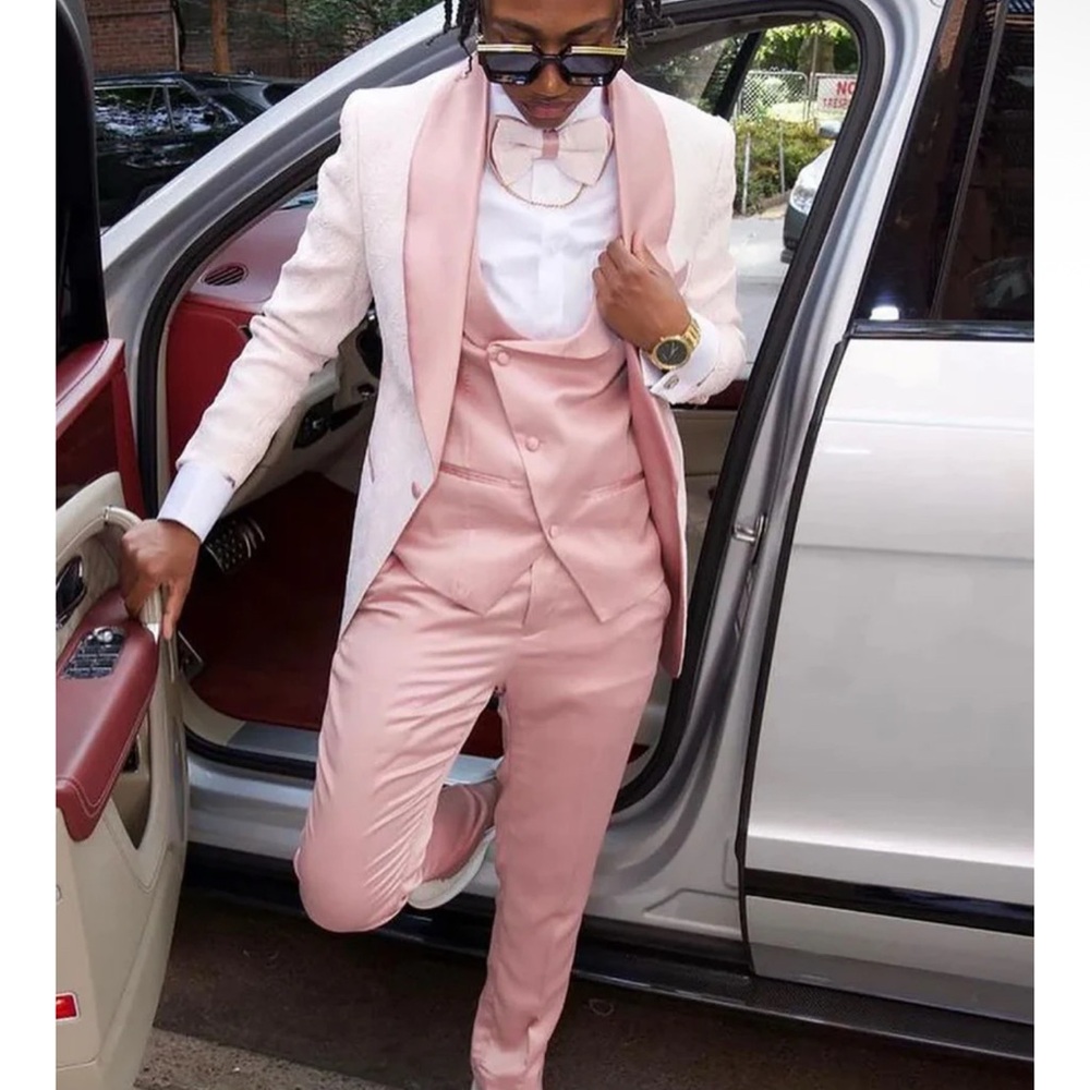 Men's Pink Suit with Bow Tie